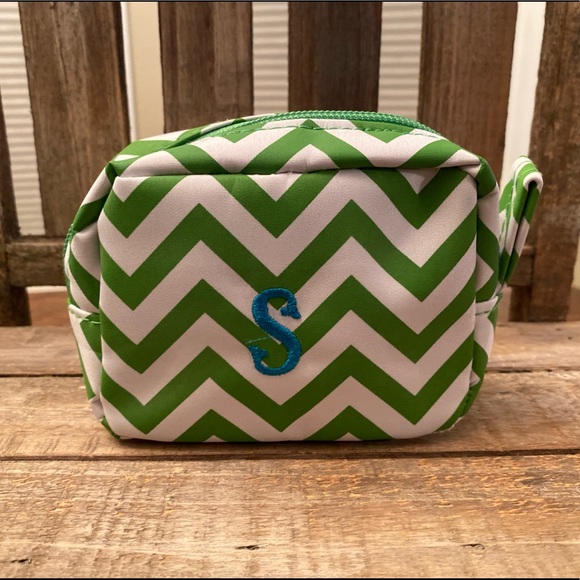Monogram "S" Cosmetic Bags Set of 2, Blue & Green "S" Cosmetic Bags, Makeup Bags - Picture 9 of 16
